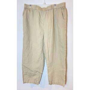 Quince Wide Leg Linen Crop Pants Tan Khaki Size XL